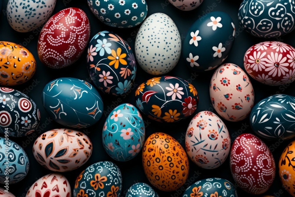 Easter pattern or backdrop. Background with selective focus and copy space Easter pattern or backdrop. Background with selective focus and copy space