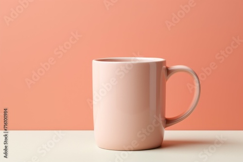 Coffee mug mockup in trendy color. Background with selective focus and copy space