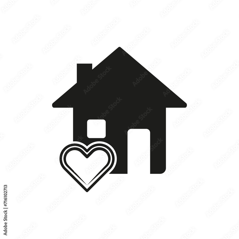 House and heart icon. Vector illustration. EPS 10.