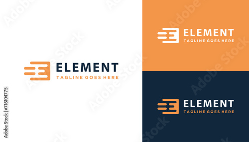 Initial Letter E Square with Motion Speed For Logistics and Transportation Logo Design