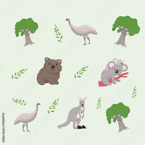 cute forest animal character drawing in cartoon style. Ideal children s design  for fabric  wrapping  textiles  wallpaper  clothing