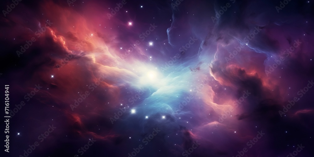 Colorful space galaxy cloud nebula. Stary night cosmos. Universe science astronomy. Supernova background wallpaper, Generative AI  - obrazy, fototapety, plakaty 