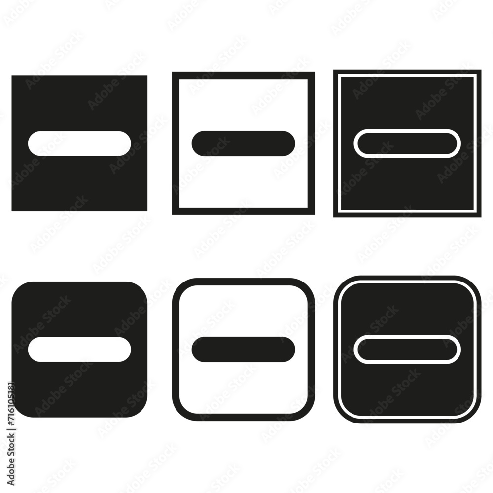 Minus icon set. Vector illustration. EPS 10. Minus icon set. Vector illustration. EPS 10.