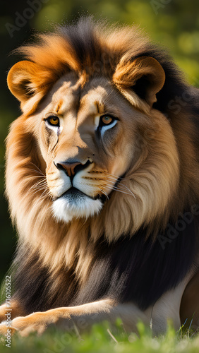 Lion Portrait Illustration Art Generative AI. © tes