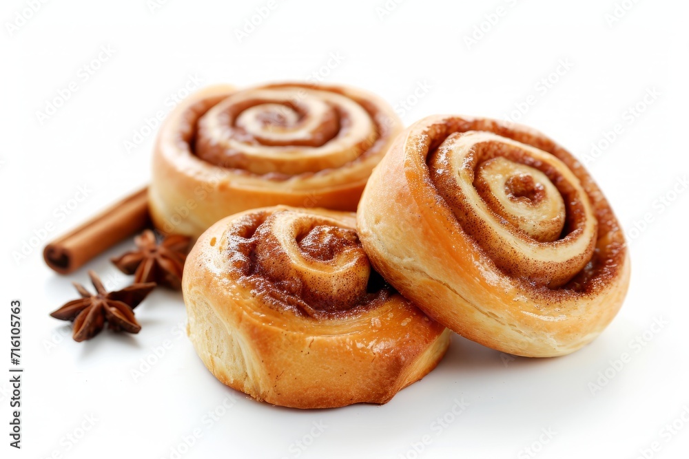 Cinnamon roll isolated on white