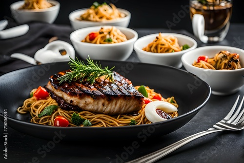 Delicious dishes seen from various angles with a little background light