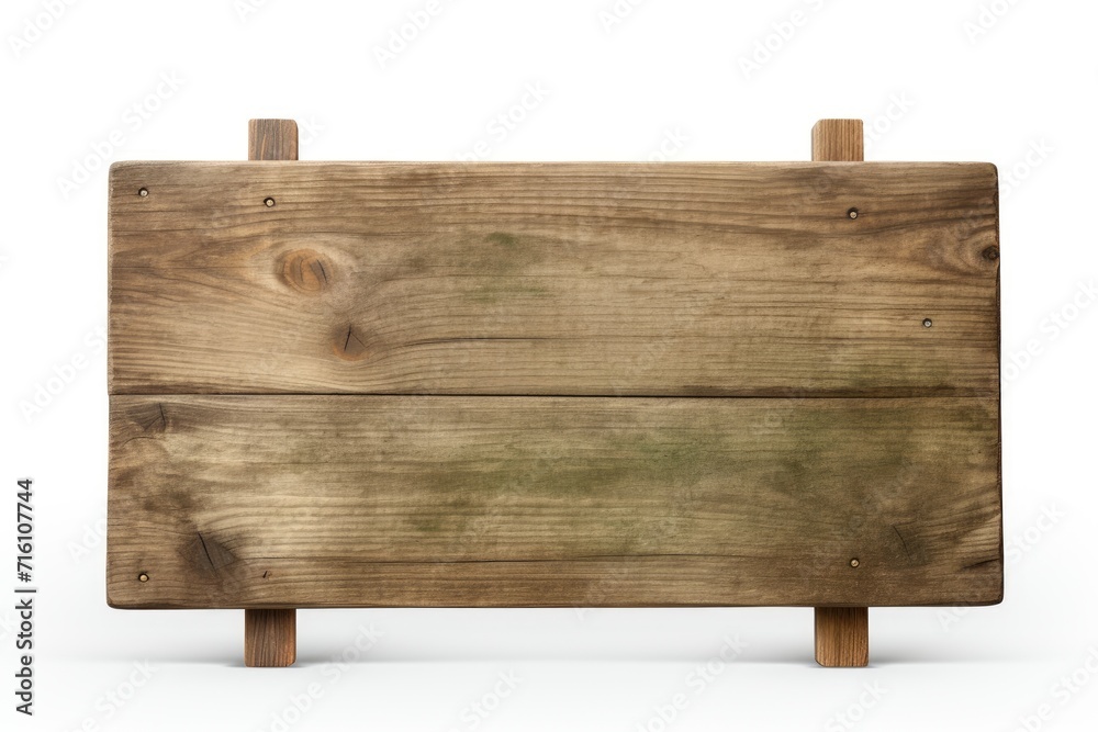 Wooden sign on white background