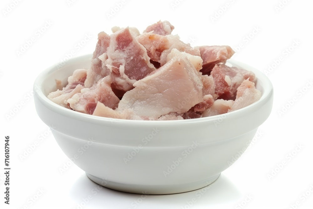 White bowl with isolated pork lard delicious White bowl with isolated pork lard delicious