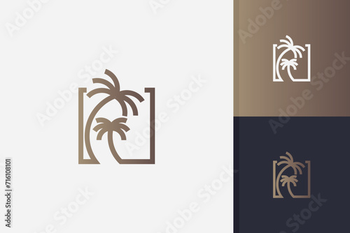 palm tree logo design vector template