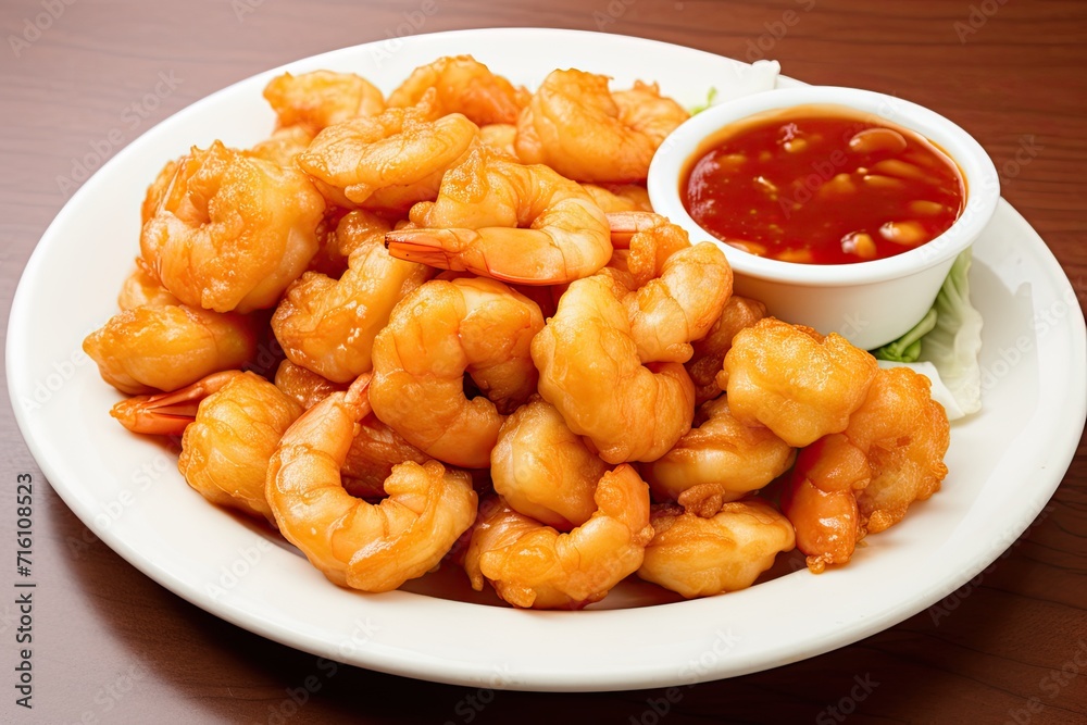 Shrimp explosion in a picture on a plate