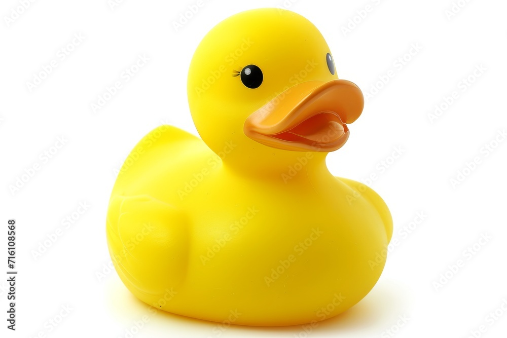 White background with cute yellow rubber duck isolated White background with cute yellow rubber duck isolated
