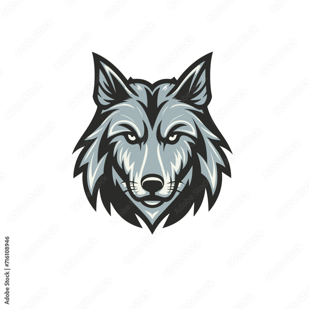 wolf face mascot flat vector logo