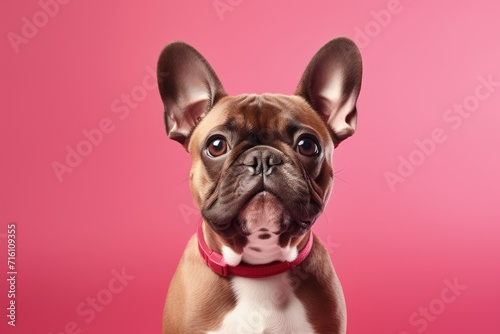 Studio photograph of an adorable dog on a separate backdrop
