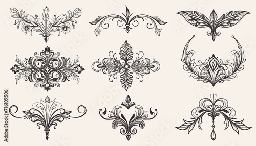 Collection of Ornament Dividers in Hand Drawn Style