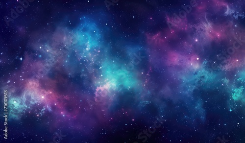 Galaxy background with realistic nebula and shining stars. blue nebula starry sky technology sci-fi background material, Universe filled with stars © IlluGrapix