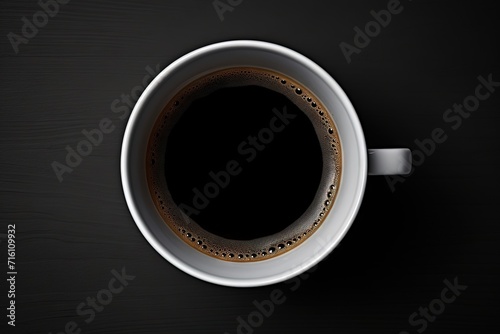 Top view of black coffee in a cup on a white background isolated with a clipping path