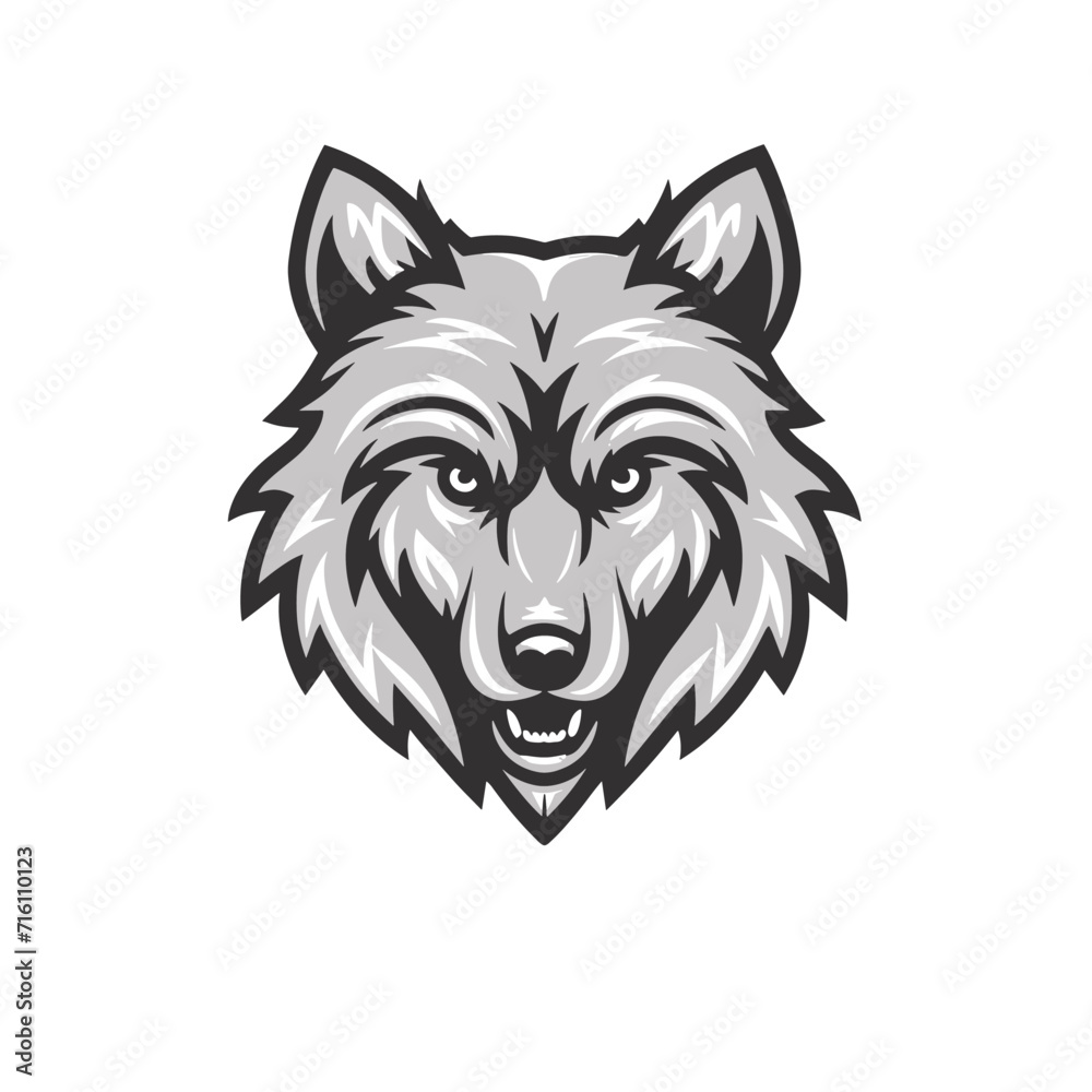 Obraz premium wolf face mascot flat vector logo