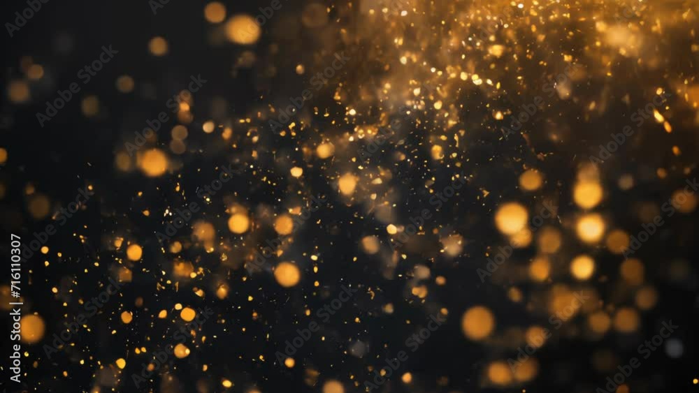 Golden lights are blurred and floating against a dark background. Bright spots are scattered randomly, emitting a soft glow.
Golden lights are blurred and floating against a dark background. Bright spots are scattered randomly, emitting a soft glow.