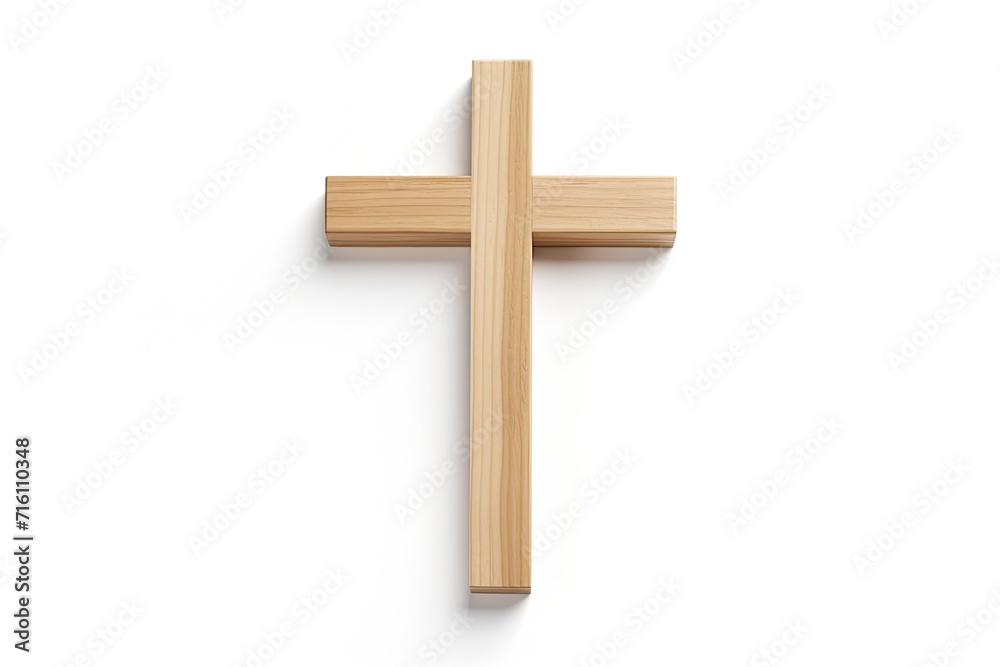 White background solitary wooden cross