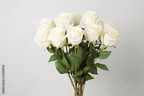 Soft focus white roses bouquet on white background
