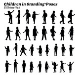 Collection of silhouettes of children in standing poses