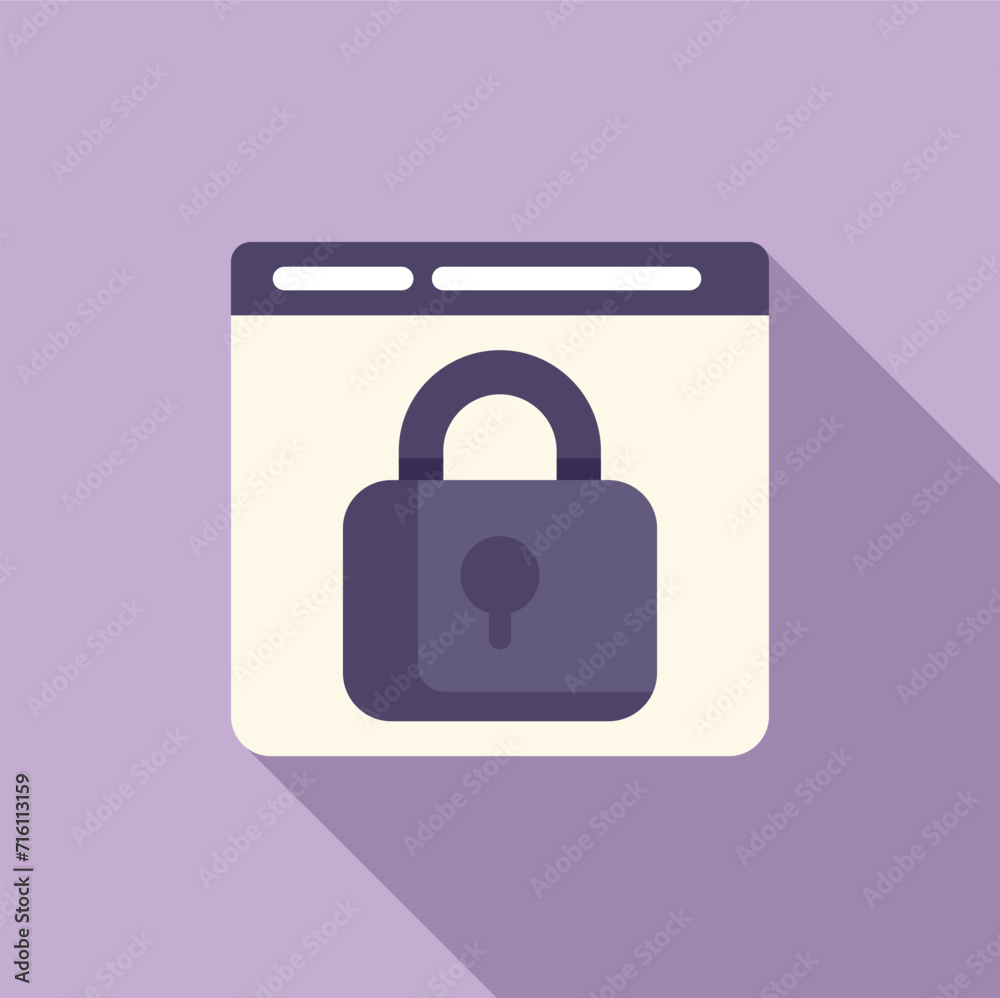 Lock pad web surf icon flat vector. Document online. Private use business Lock pad web surf icon flat vector. Document online. Private use business