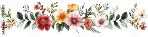 Botanical Flowers Banner in watercolor style