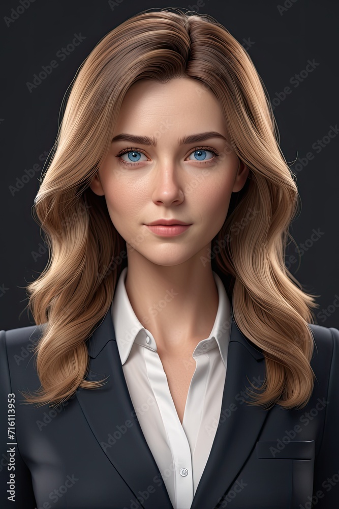 business woman portrait isometric 3d render business woman portrait isometric 3d render