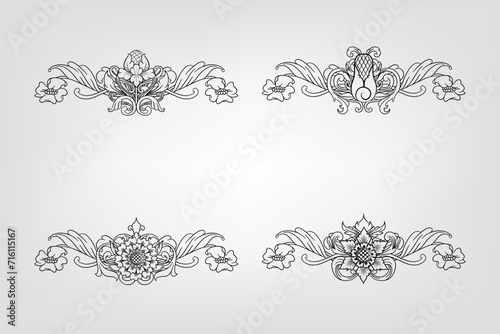 Classical Baroque Filigree Decoration Ornament Vintage Floral Border Style Antique Art Retro