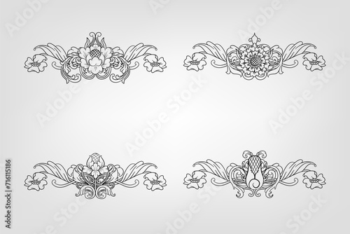 Classical Baroque Filigree Decoration Ornament Vintage Floral Border Style Antique Art Retro