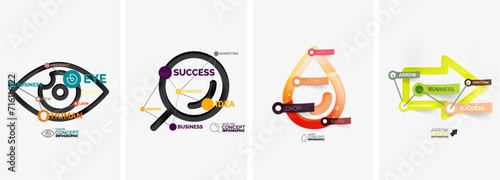 Set of infographics with line design icons. Vector illustration For Wallpaper, Banner, Background, Card, Book Illustration, landing page