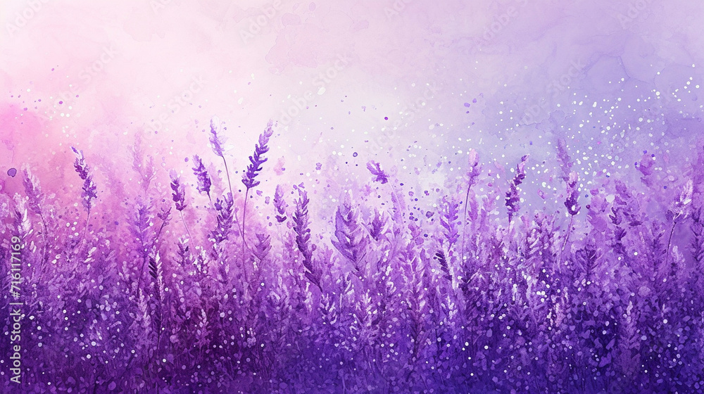 紫色のラベンダーの花が咲いた幻想的な風景　Generative AI - obrazy, fototapety, plakaty 