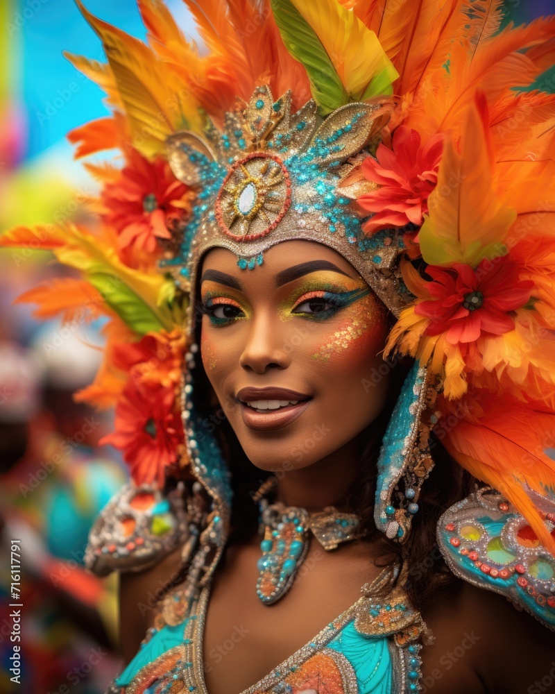 Carnival participant with a joyful expression.