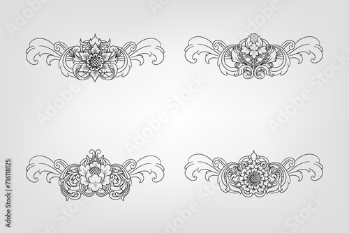 Classical Baroque Filigree Decoration Ornament Vintage Floral Border Style Antique Art Retro