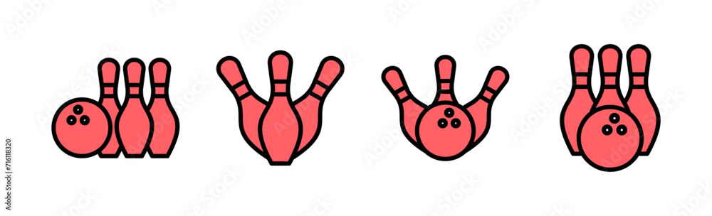 Bowling icon set illustration. bowling ball and pin sign and symbol. Bowling icon set illustration. bowling ball and pin sign and symbol.