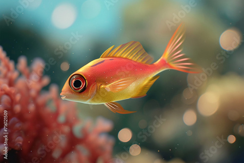 Beautiful and cute ornamental fish in the sea