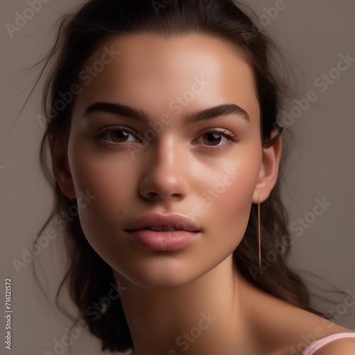 Portrait of beautiful young woman with clean fresh skin. Studio shot.