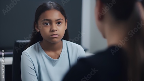 portrait of upset african american teenage girl looking at mother