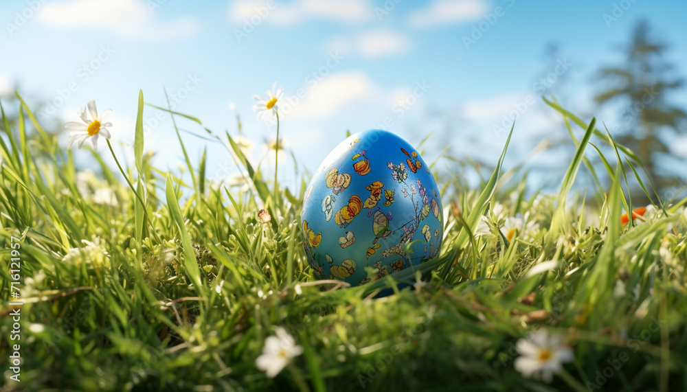 an Easter egg laying on the meadow an Easter egg laying on the meadow