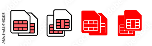 Sim card icon set illustration. dual sim card sign and symbol
