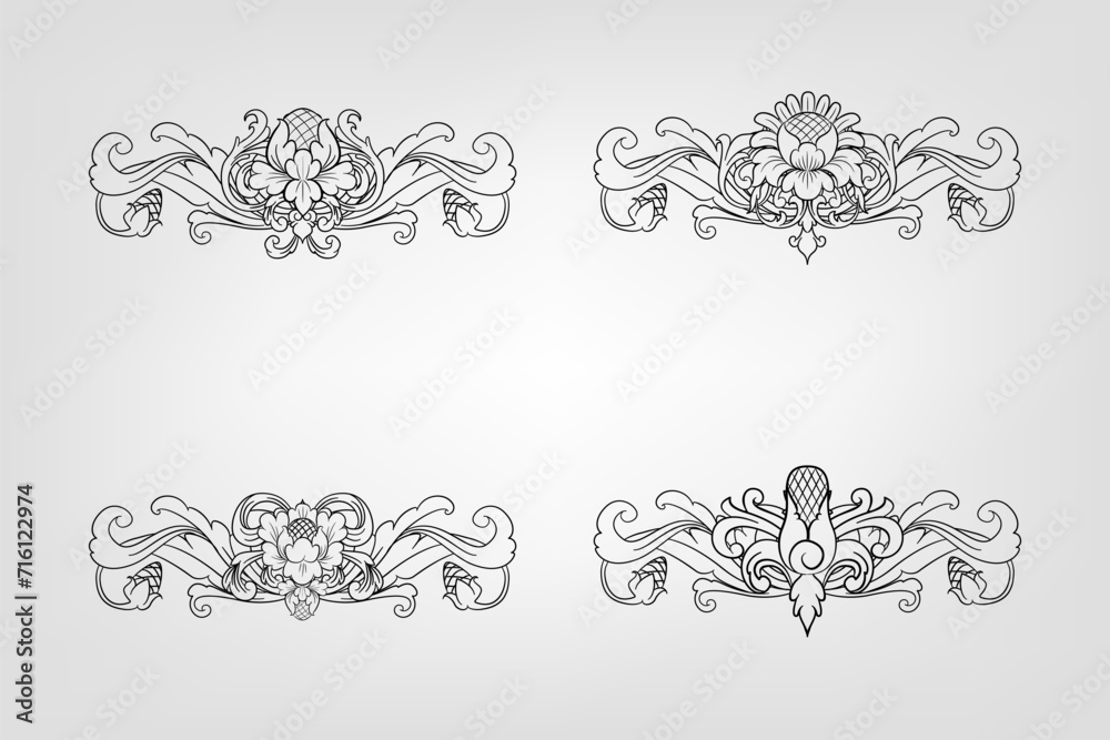 Classical Baroque Filigree Decoration Ornament Vintage Floral Border Style Antique Art Retro