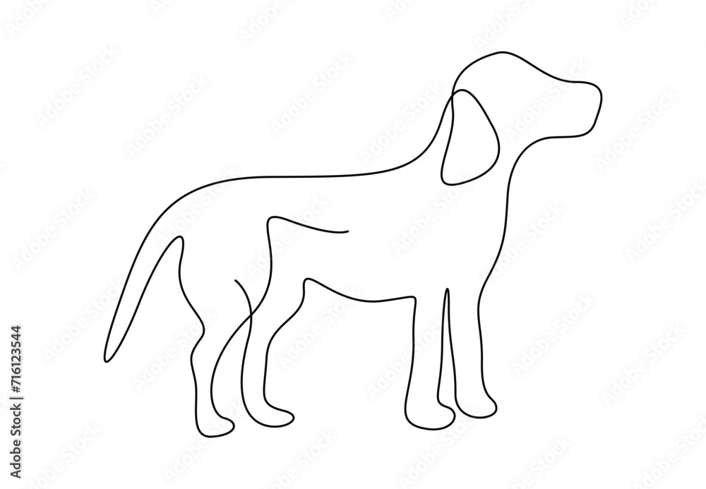 Dog in one continuous line drawing vector illustration. Premium vector