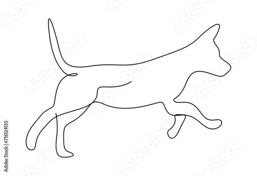One continuous line drawing of cute dog. Isolated on white background vector illustration. Pro vector