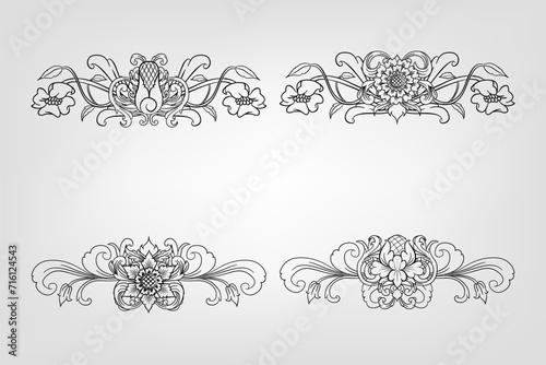 Classical Baroque Filigree Decoration Ornament Vintage Floral Border Style Antique Art Retro