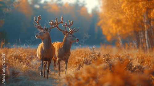 Two deers in the wild © KhaizanGraphic