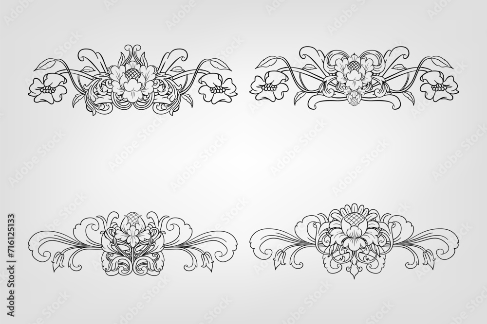 Classical Baroque Filigree Decoration Ornament Vintage Floral Border Style Antique Art Retro