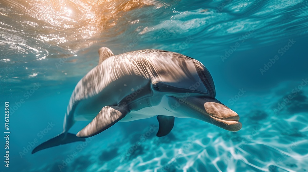 Fototapeta premium Dolphin swimming in underwater