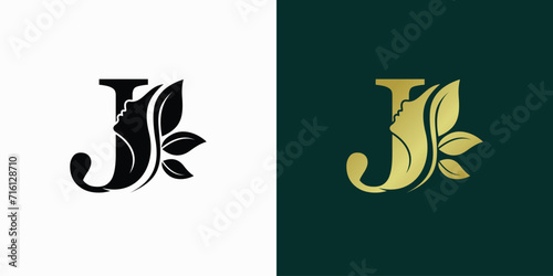 beauty logo design with letter logo j consept premium vektor