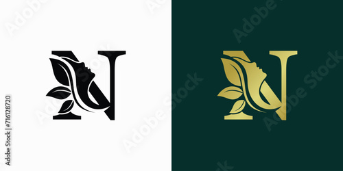 beauty logo design with letter logo n consept premium vektor photo