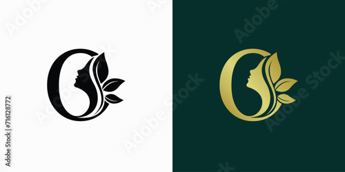beauty logo design with letter logo o consept premium vektor